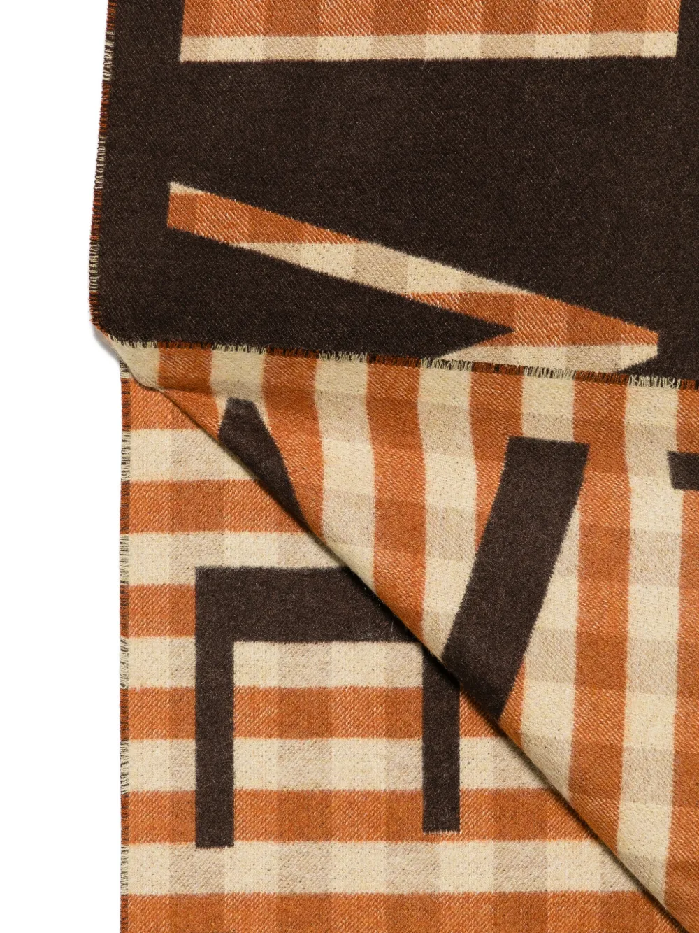 TWINSET logo-intarsia fringed scarf Bruin