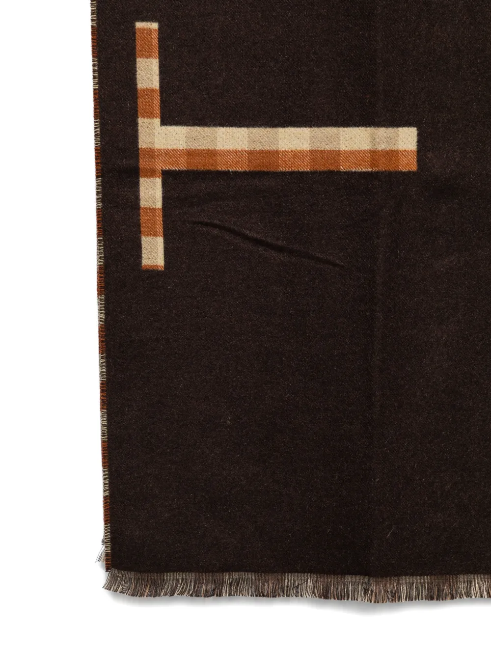 TWINSET logo-intarsia fringed scarf Bruin