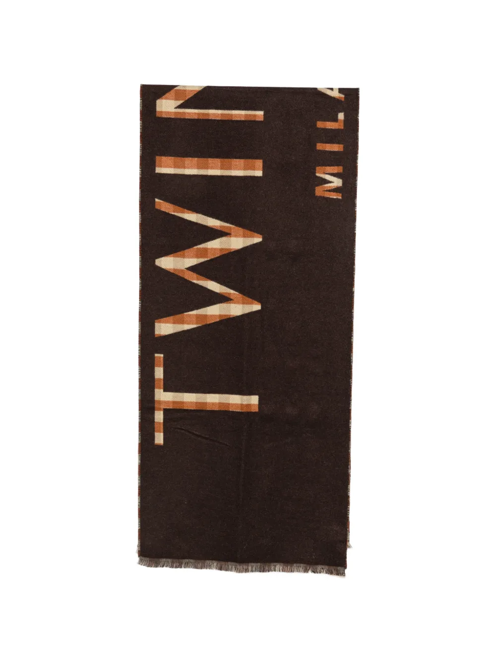 TWINSET logo-intarsia fringed scarf - Marrone