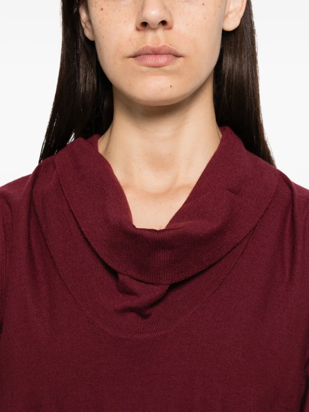 TWINSET cowl-neck puff-sleeve sweater Rood