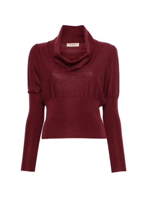 TWINSET sweater med vandfaldsudskæring og pufærmer