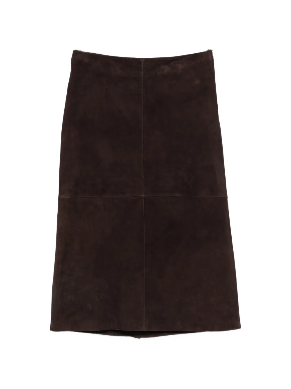 YERSE suede leather midi skirt - Marrone