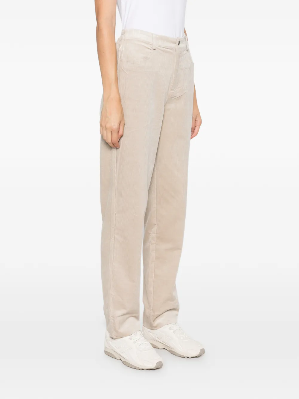 YERSE Ribfluwelen straight broek Beige