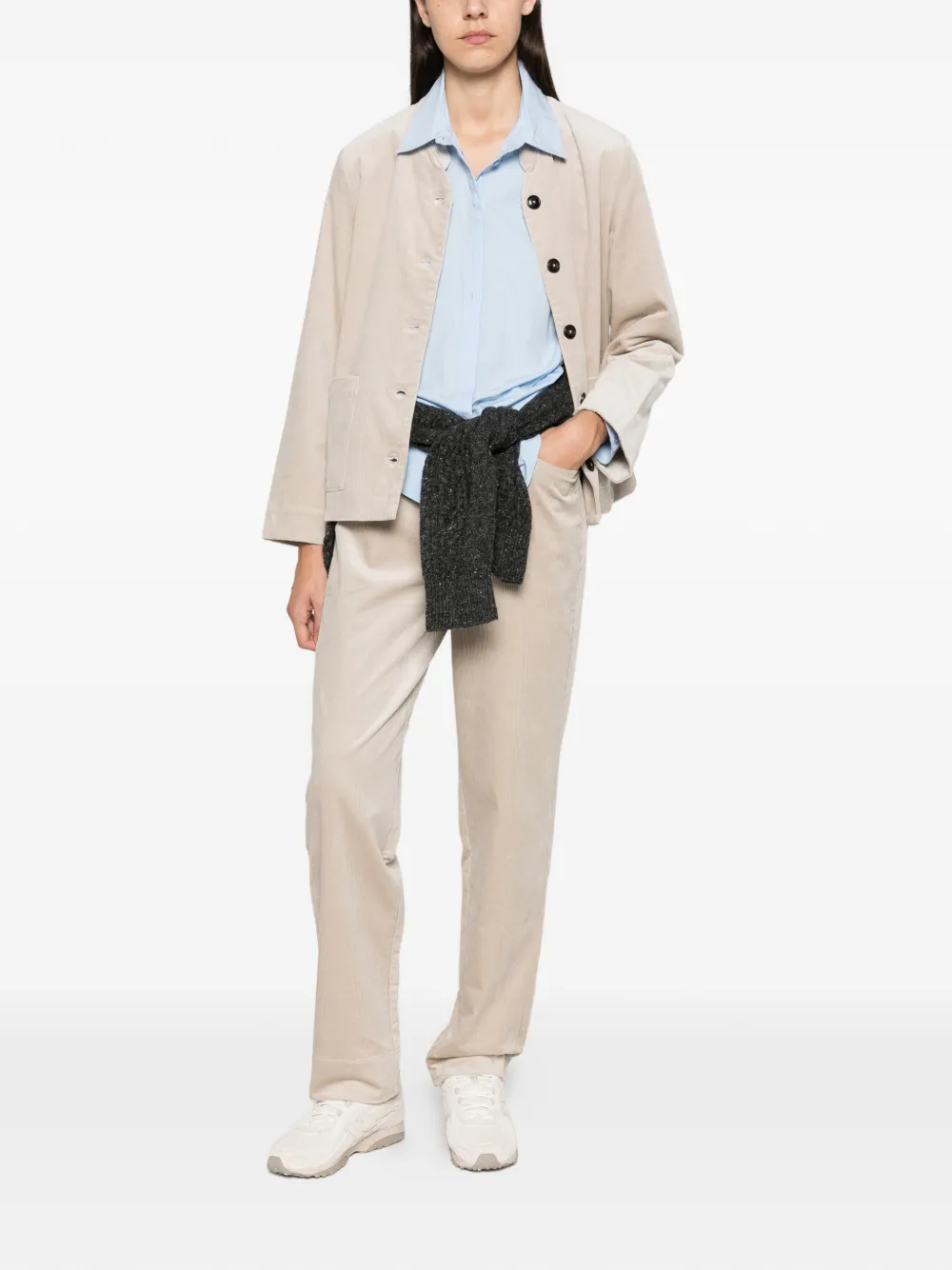 Yerse Kendall Corduroy Straight-leg Trousers In Neutral