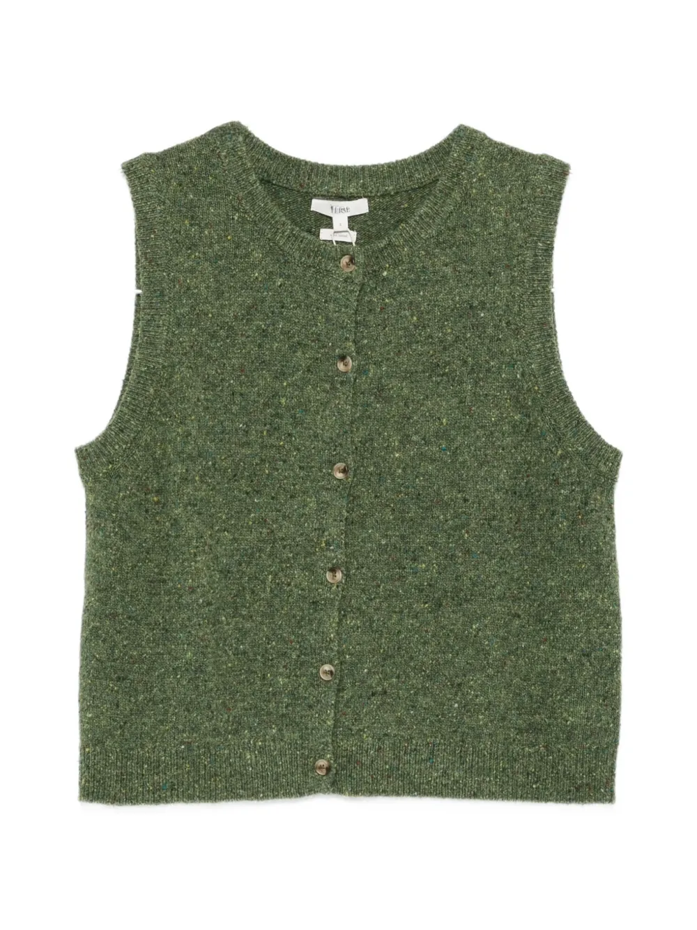 Yerse Button-up Flecked Gilet In Green