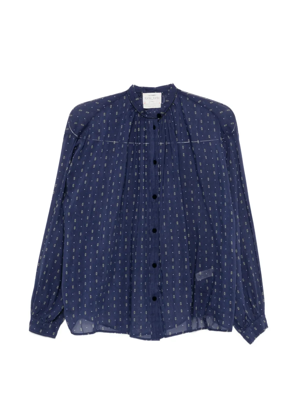Forte Forte geometric-print tie-neck shirt - Blau