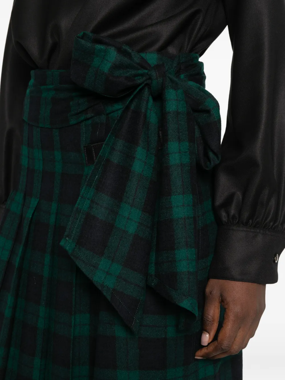 Forte check pleated midi skirt Groen