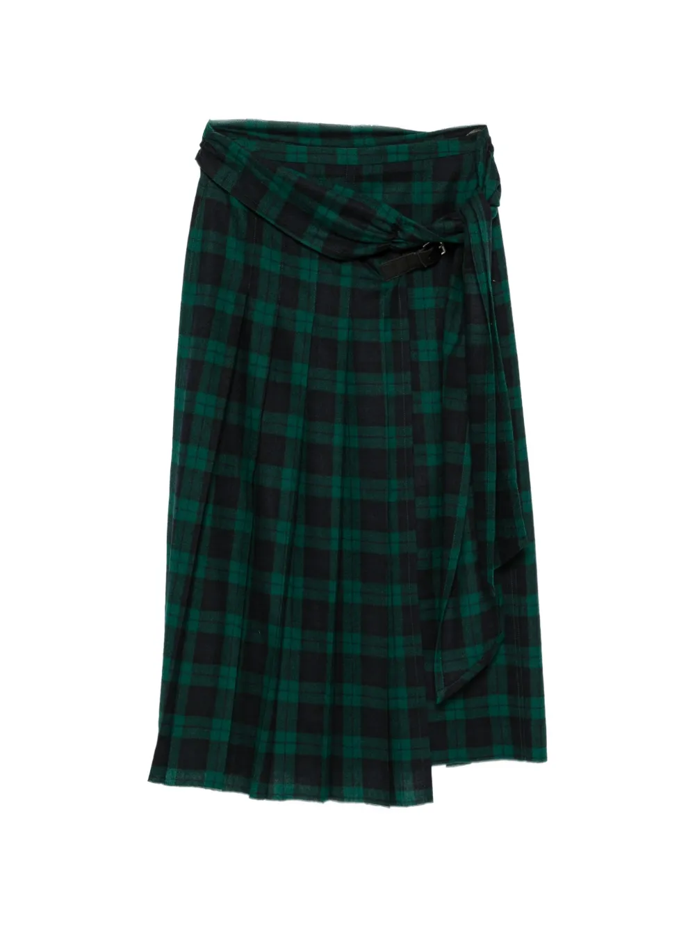 Forte check pleated midi skirt Groen