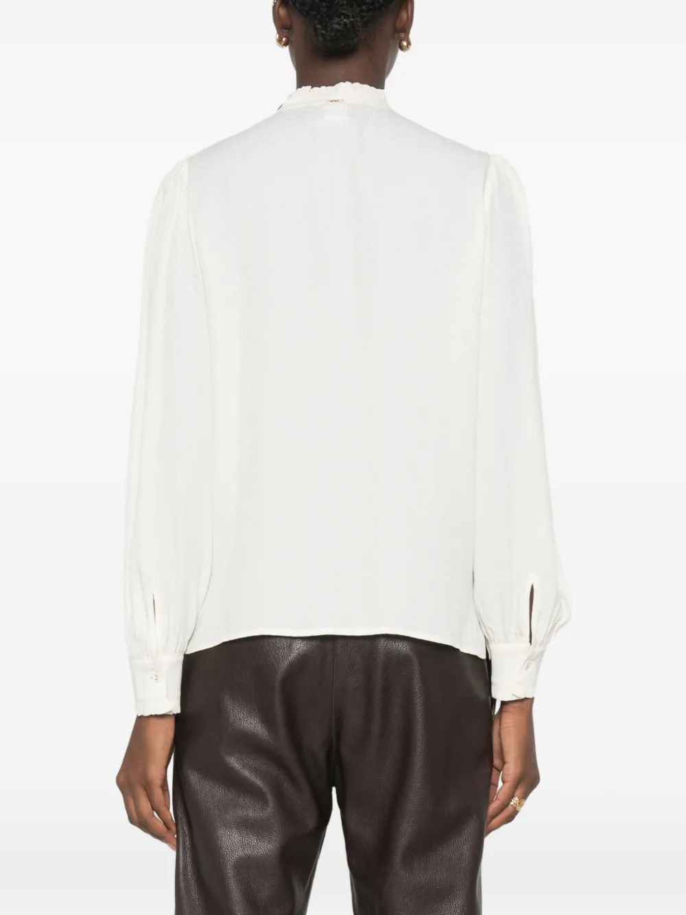 TWINSET Blouse met chevron-patroon en ruches Wit