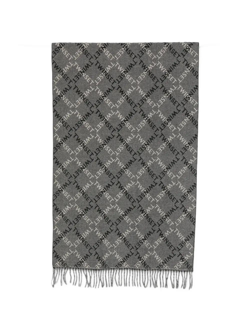 TWINSET logo-print fringed scarf - Grau