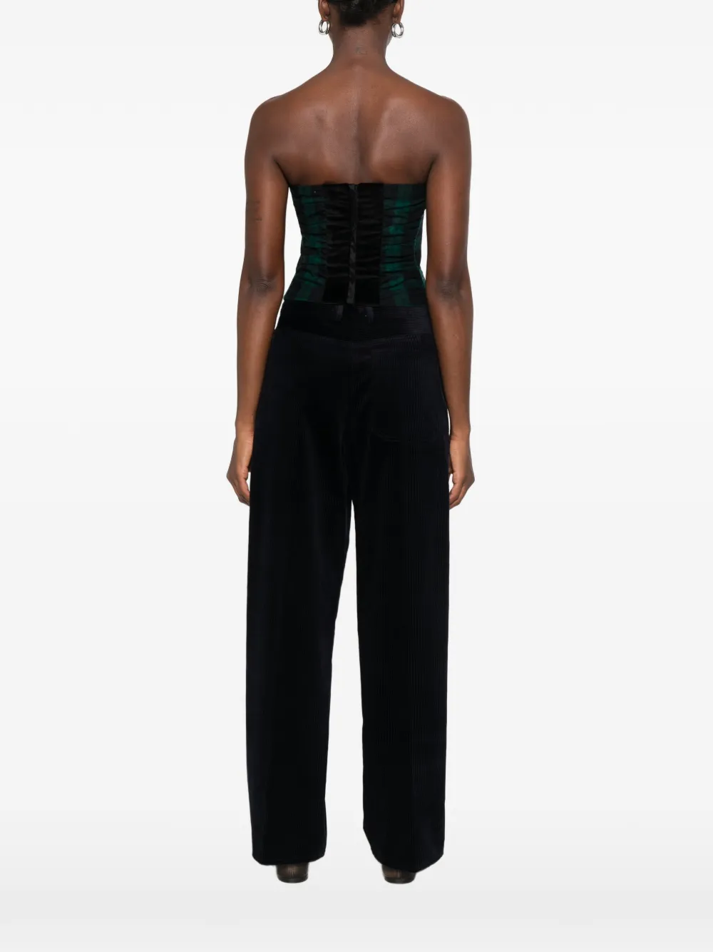 Forte check-pattern strapless top Groen