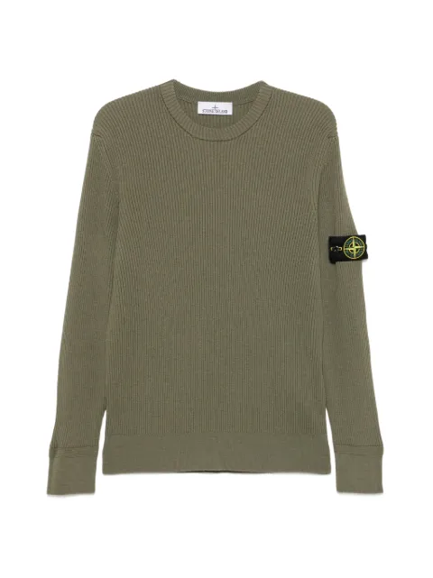 Stone Island ribbed-knit logo-patch sweater