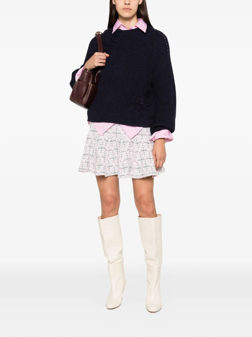 TWINSET floral-appliqué raglan-sleeve sweater Blauw
