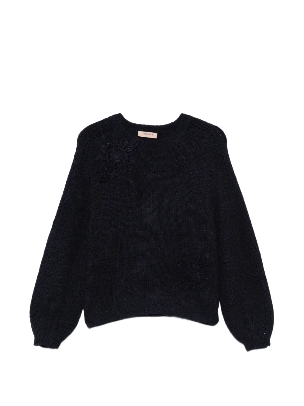 TWINSET Raglanärmel-Sweatshirt mit Blumenapplikation - Blau