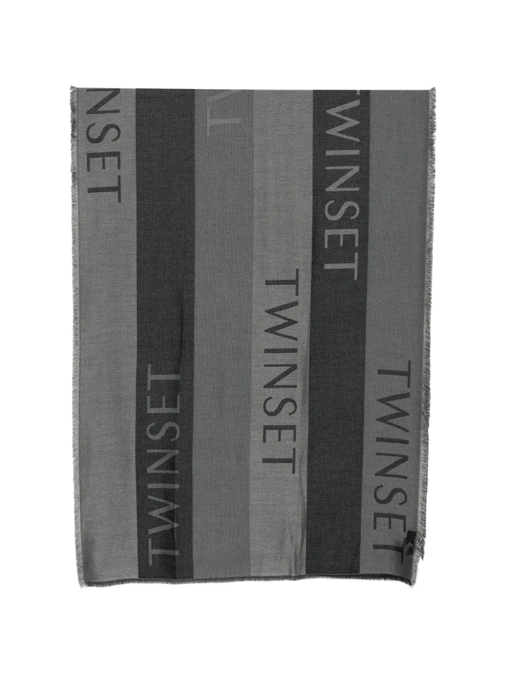 TWINSET Ausgefranster Schal mit Logo-Print - Schwarz