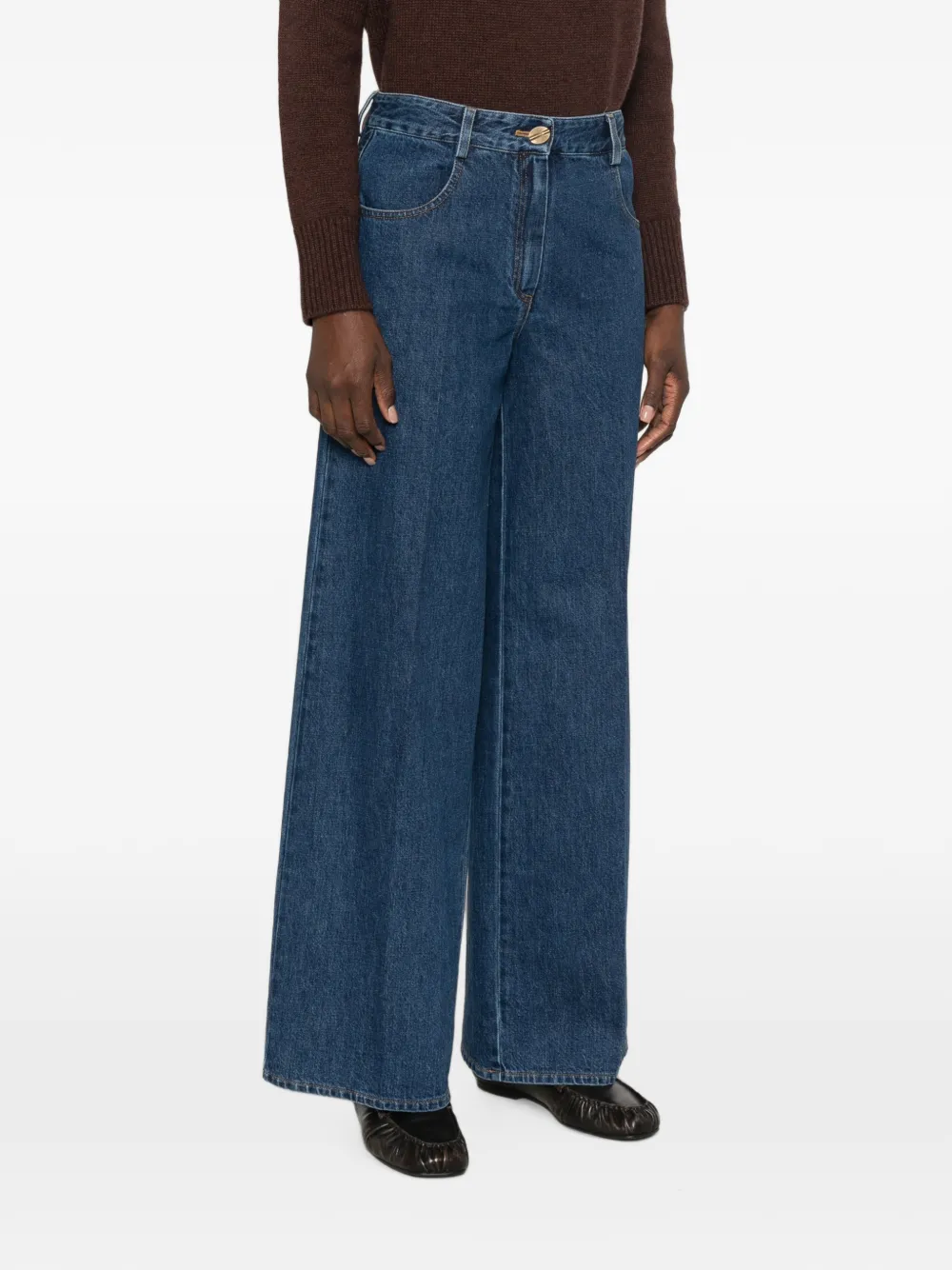 Forte Jeans met riemlussen Blauw