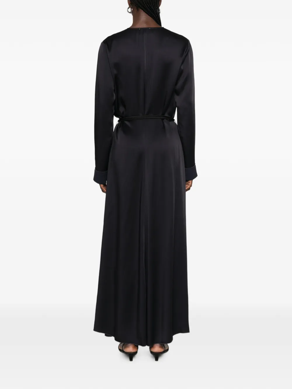 Forte belted V-neck maxi dress Blauw