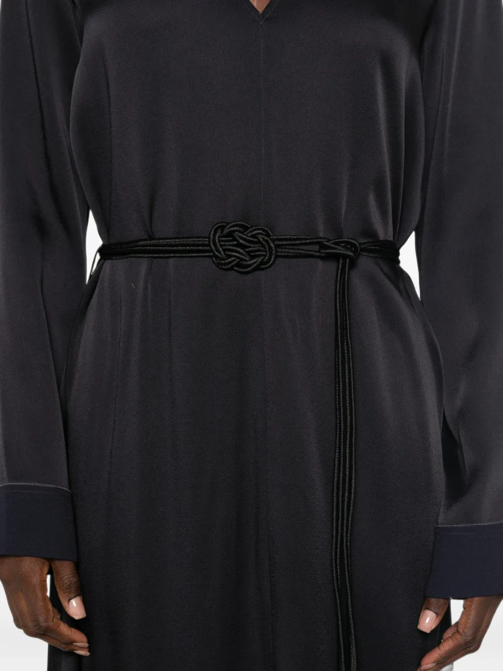Forte belted V-neck maxi dress Blauw