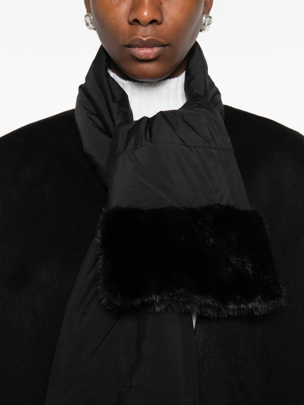TWINSET faux fur-trimmed cape Zwart