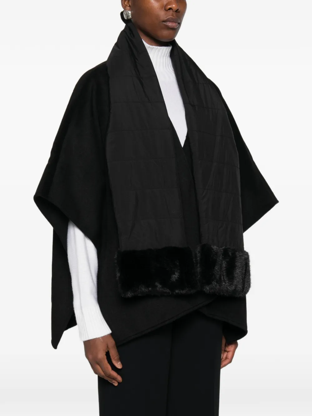 TWINSET faux fur-trimmed cape Zwart