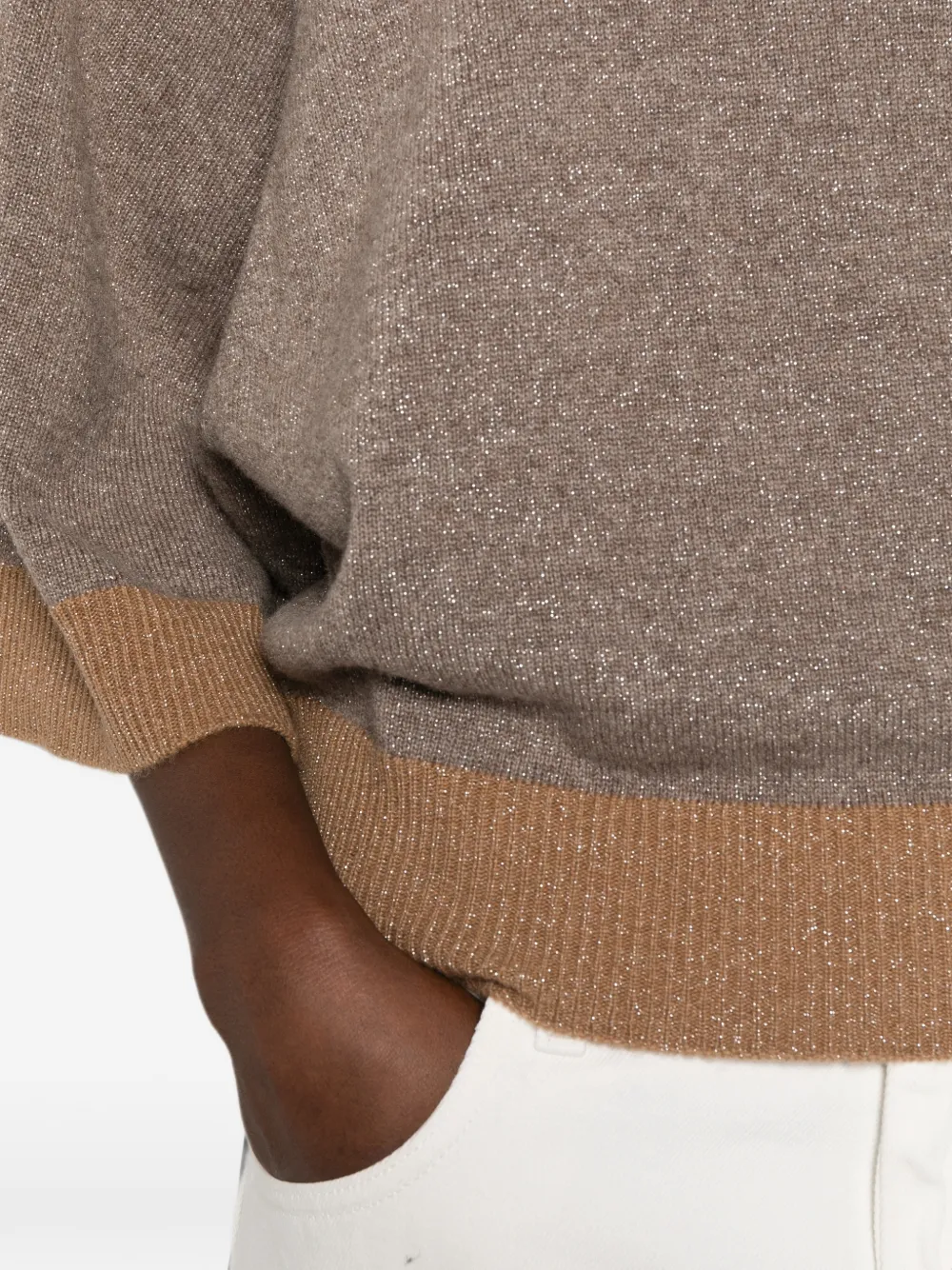 TWINSET Top met metallic draad en wijde mouwen Bruin