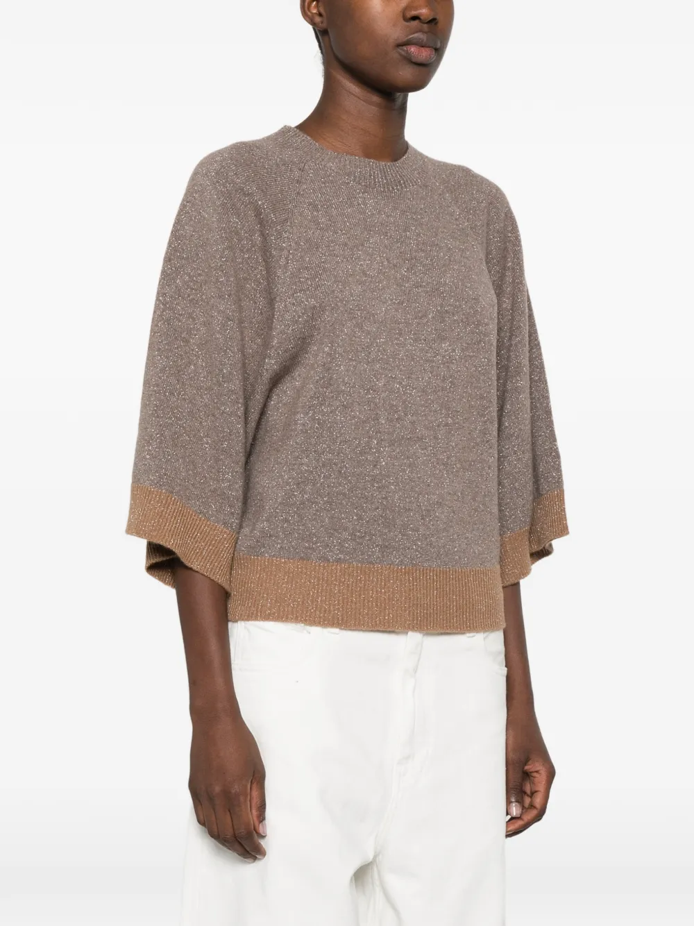 TWINSET Top met metallic draad en wijde mouwen Bruin