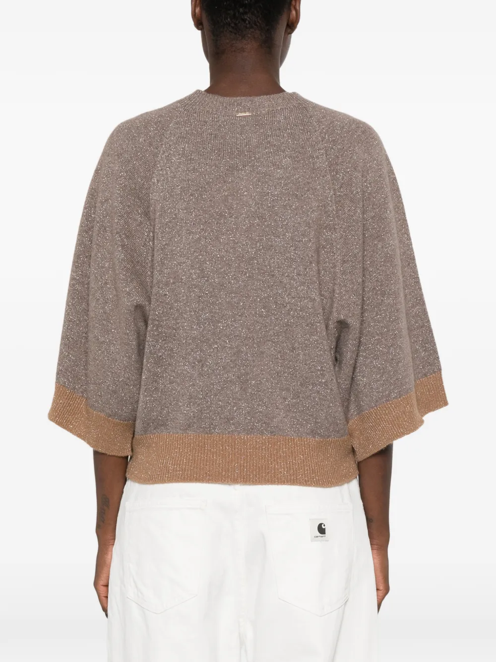 TWINSET Top met metallic draad en wijde mouwen Bruin