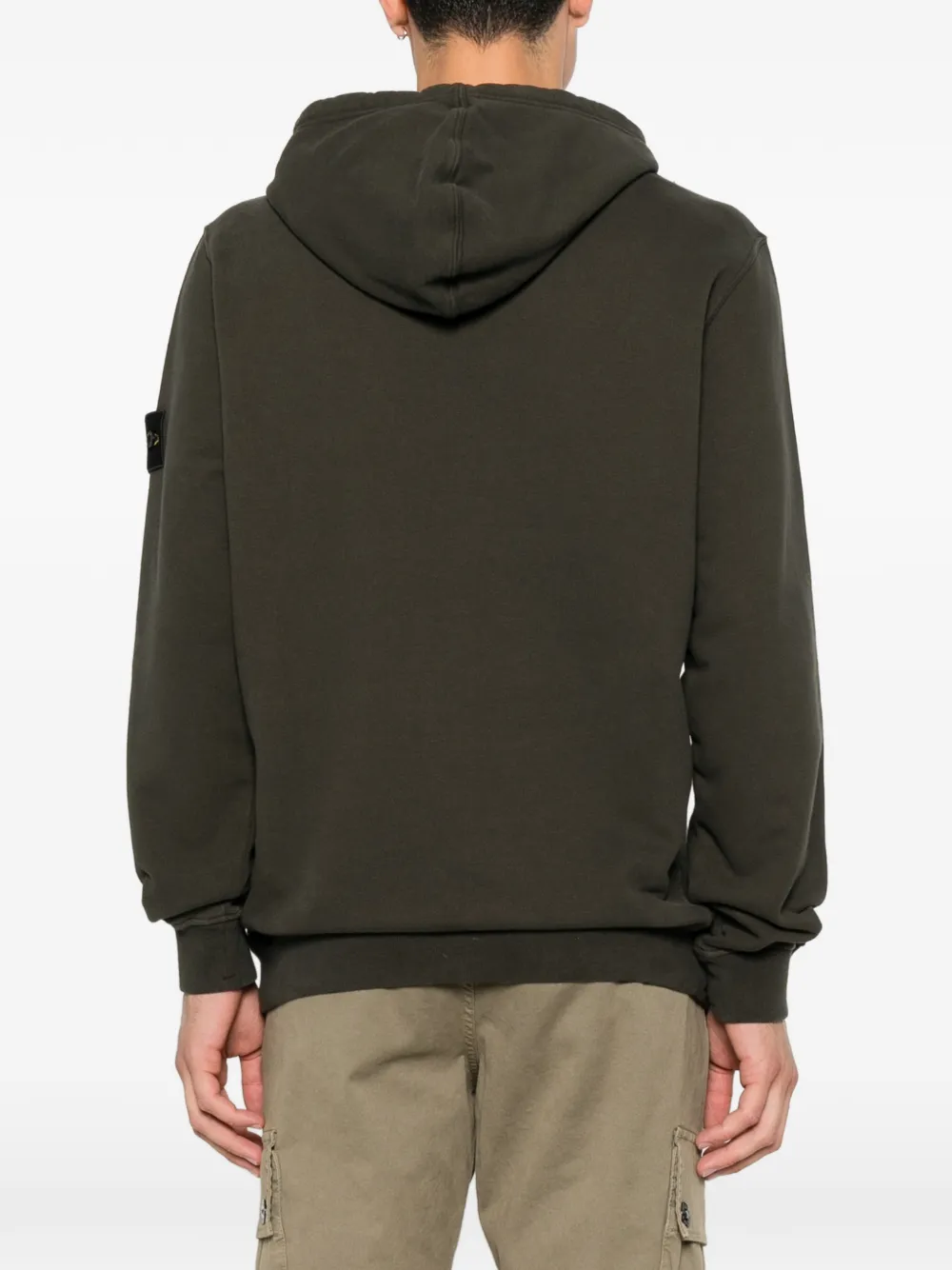 Stone Island 6100048 regular-fit geborstelde katoenen-fit fleece sweater met duimgat Bruin