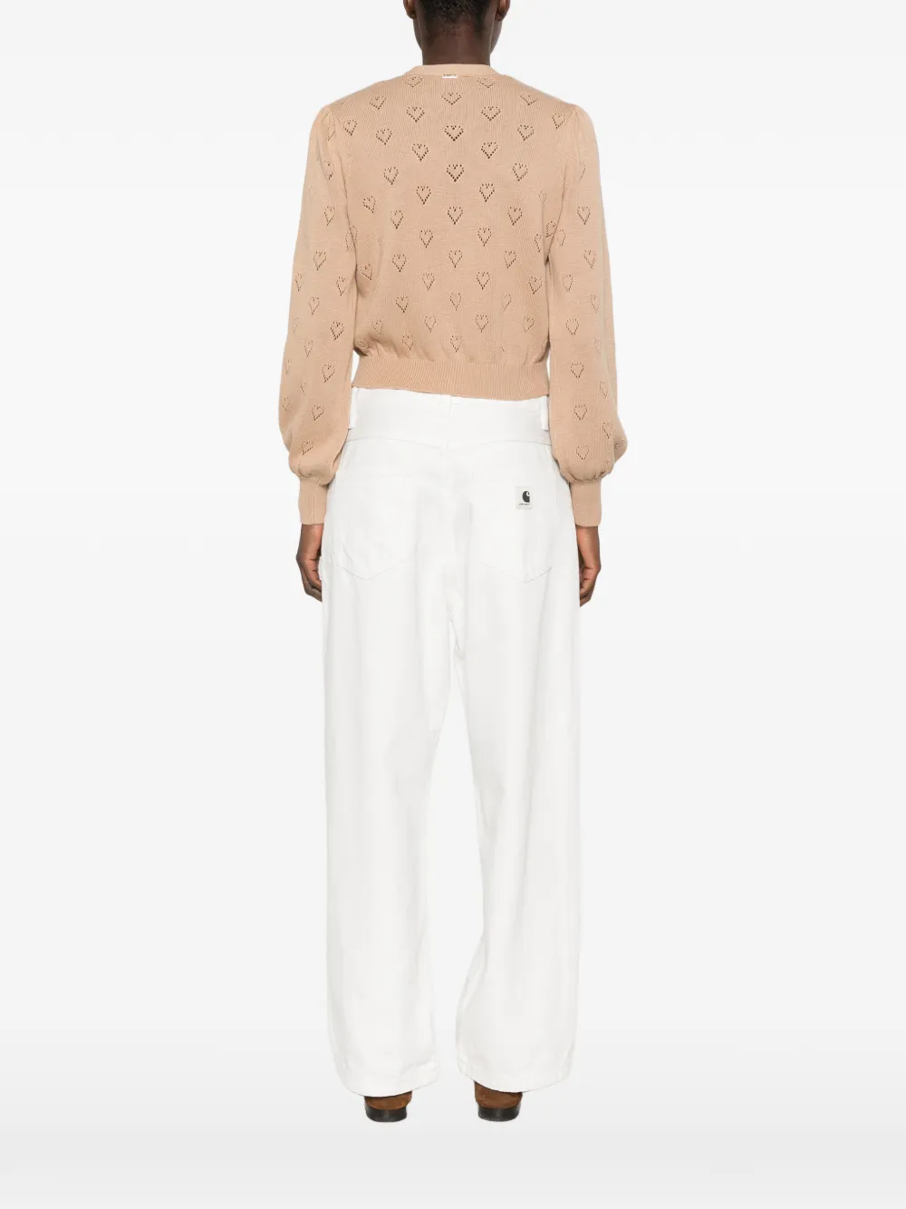 TWINSET Pointelle gebreid vest met hartpatroon Beige