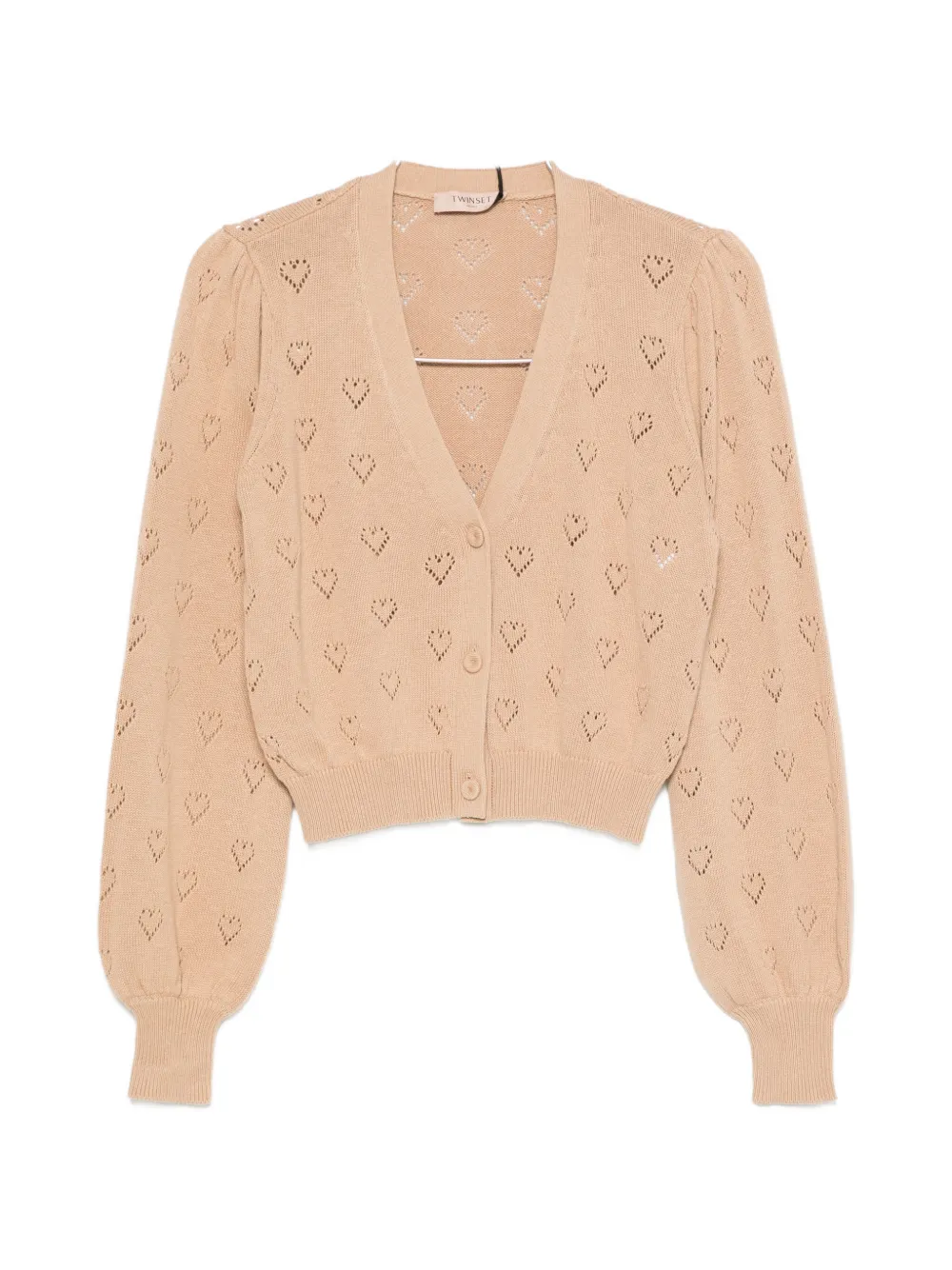 TWINSET pointelle-knit heart-motif cardigan - Nude