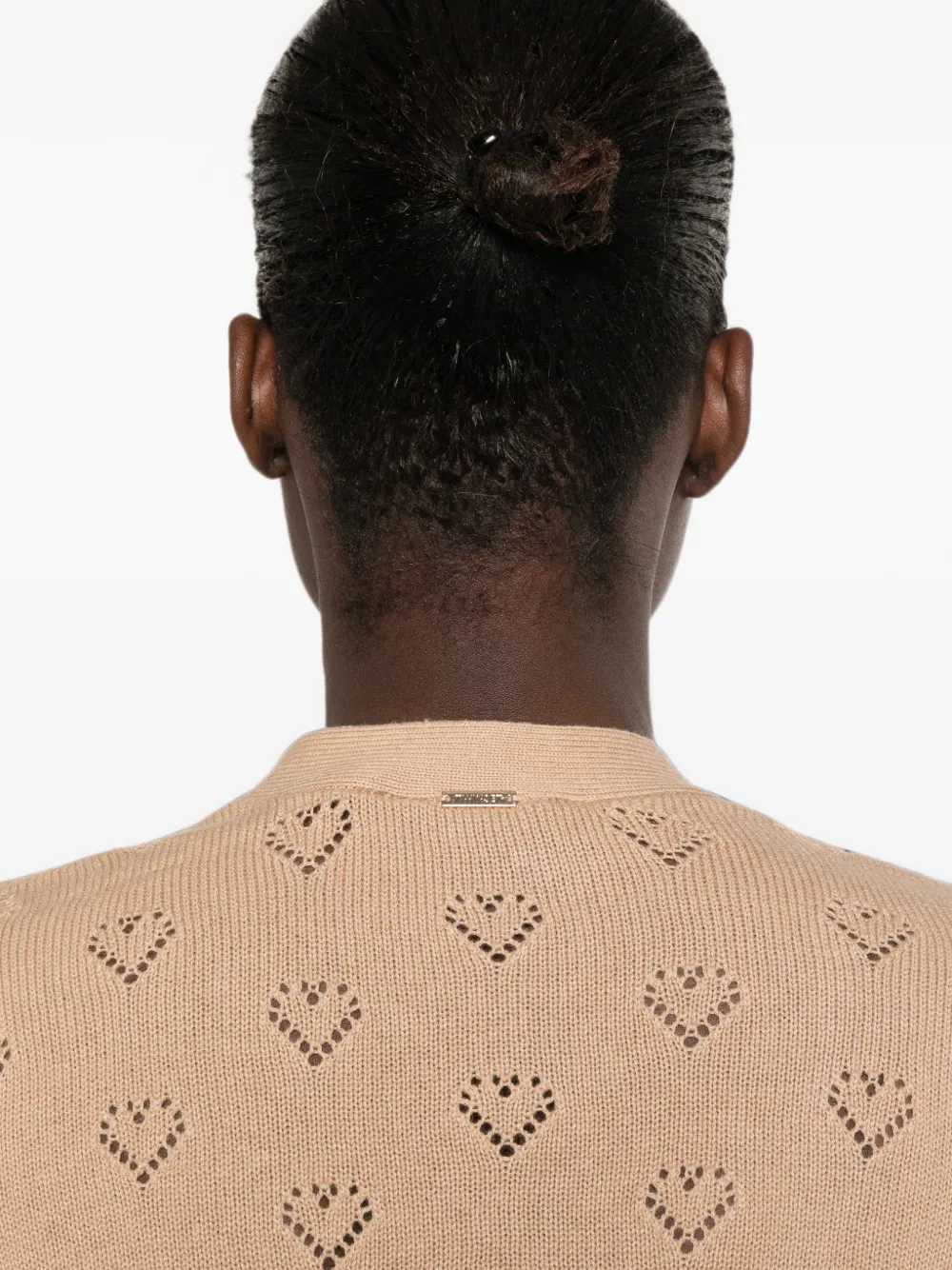 TWINSET Pointelle gebreid vest met hartpatroon Beige
