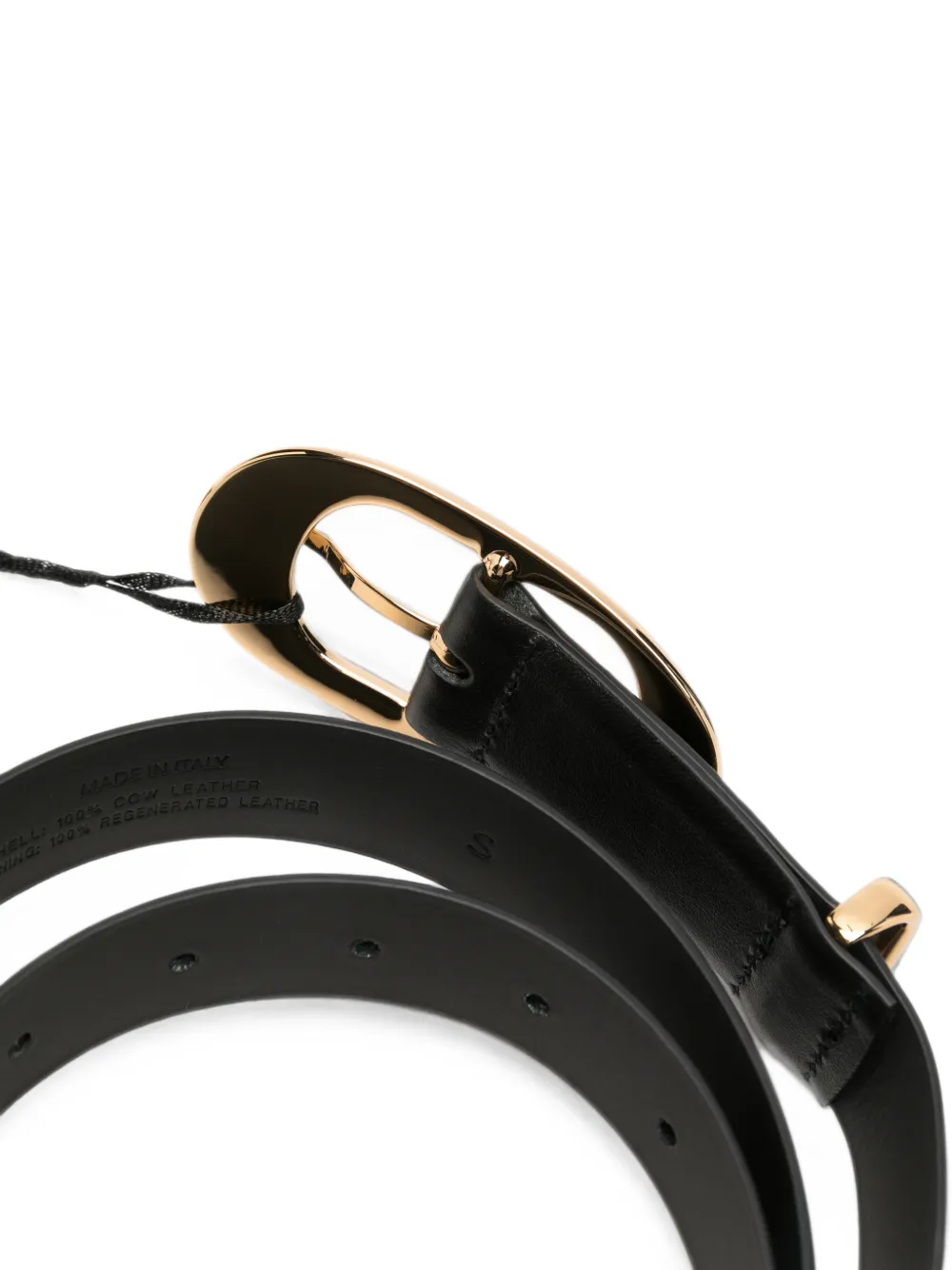 TWINSET Leren riem met ovalen gesp Zwart