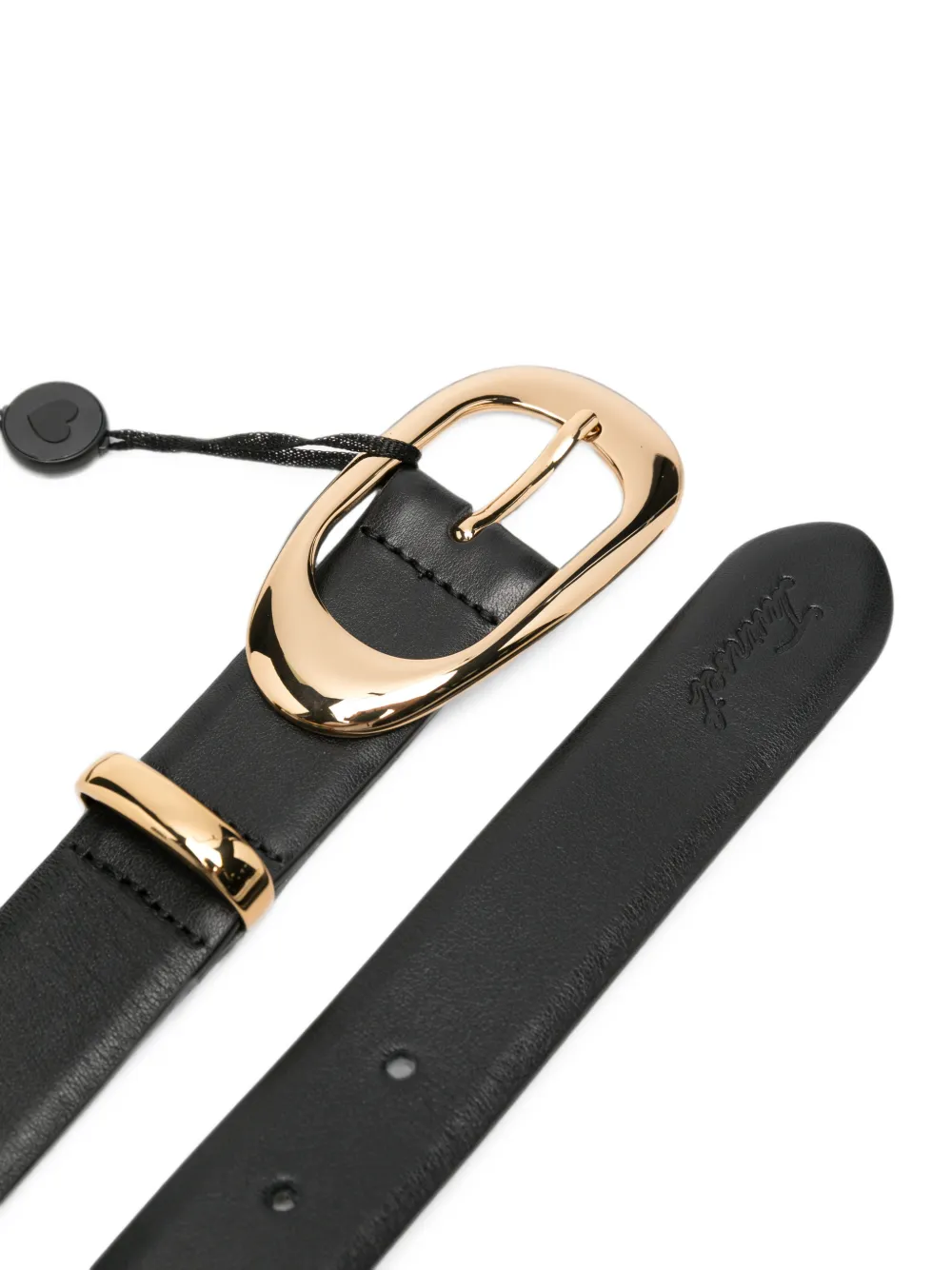 TWINSET Leren riem met ovalen gesp Zwart