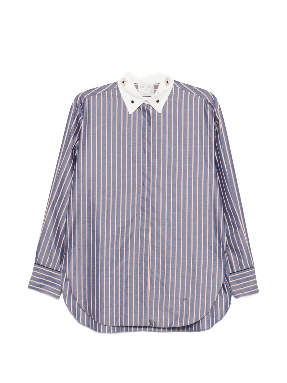 Forte Forte striped crystal-embellished shirt - Blau