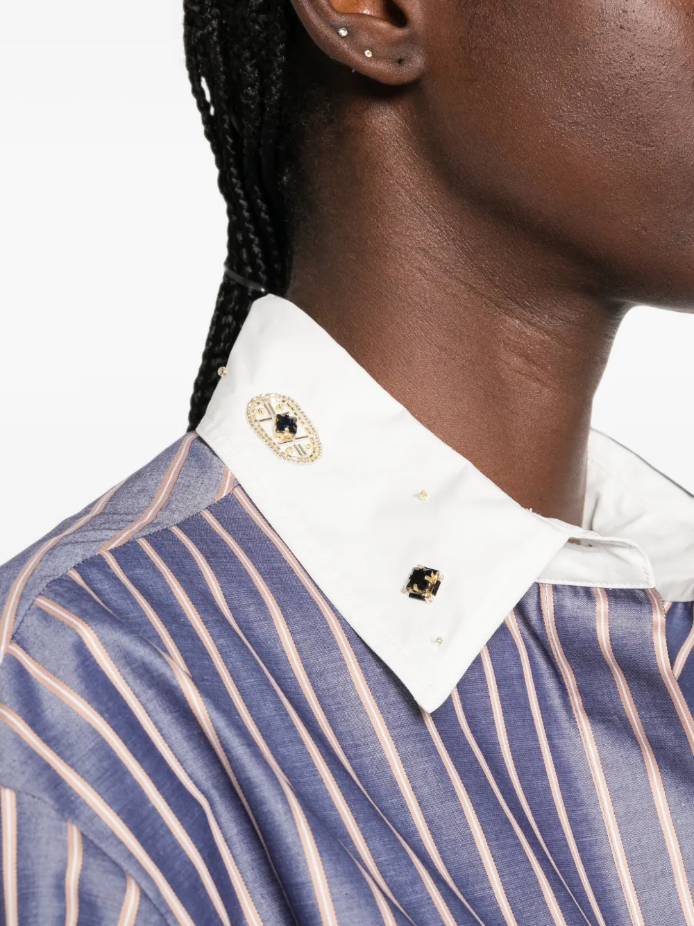 Forte Blouse verfraaid met kristallen Blauw