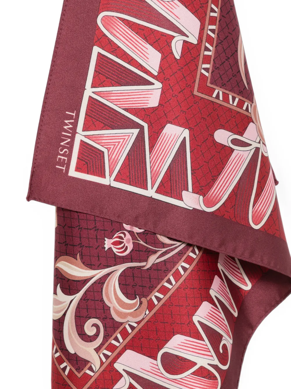 TWINSET Sjaal met bloemenprint en logo Rood