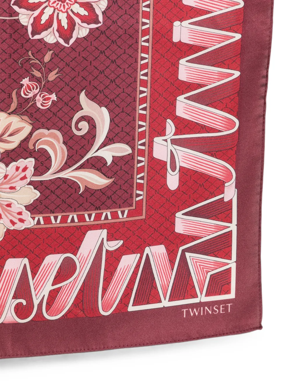 TWINSET Sjaal met bloemenprint en logo Rood