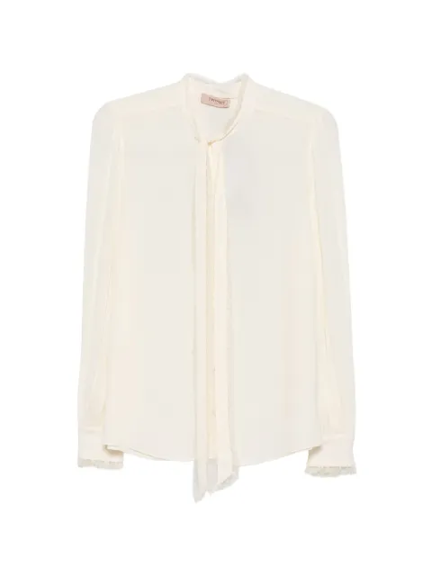 TWINSET lace-trim pussy-bow blouse