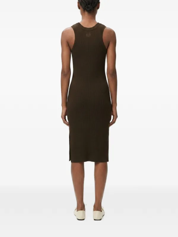 loewe brown dress Ribbed Midi Dress, Brown, Women's, S black girl prom dresses Retro Bridesmaid Dresses Tea Color:Purple Wisteria blend maxi dress is