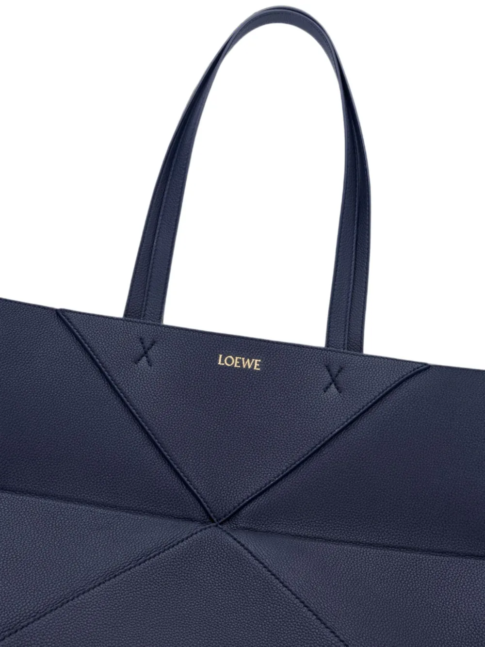 Loewe Medium Horizontal Puzzle Fold Tote in Soft Grained Calfskin in Blue, view 4