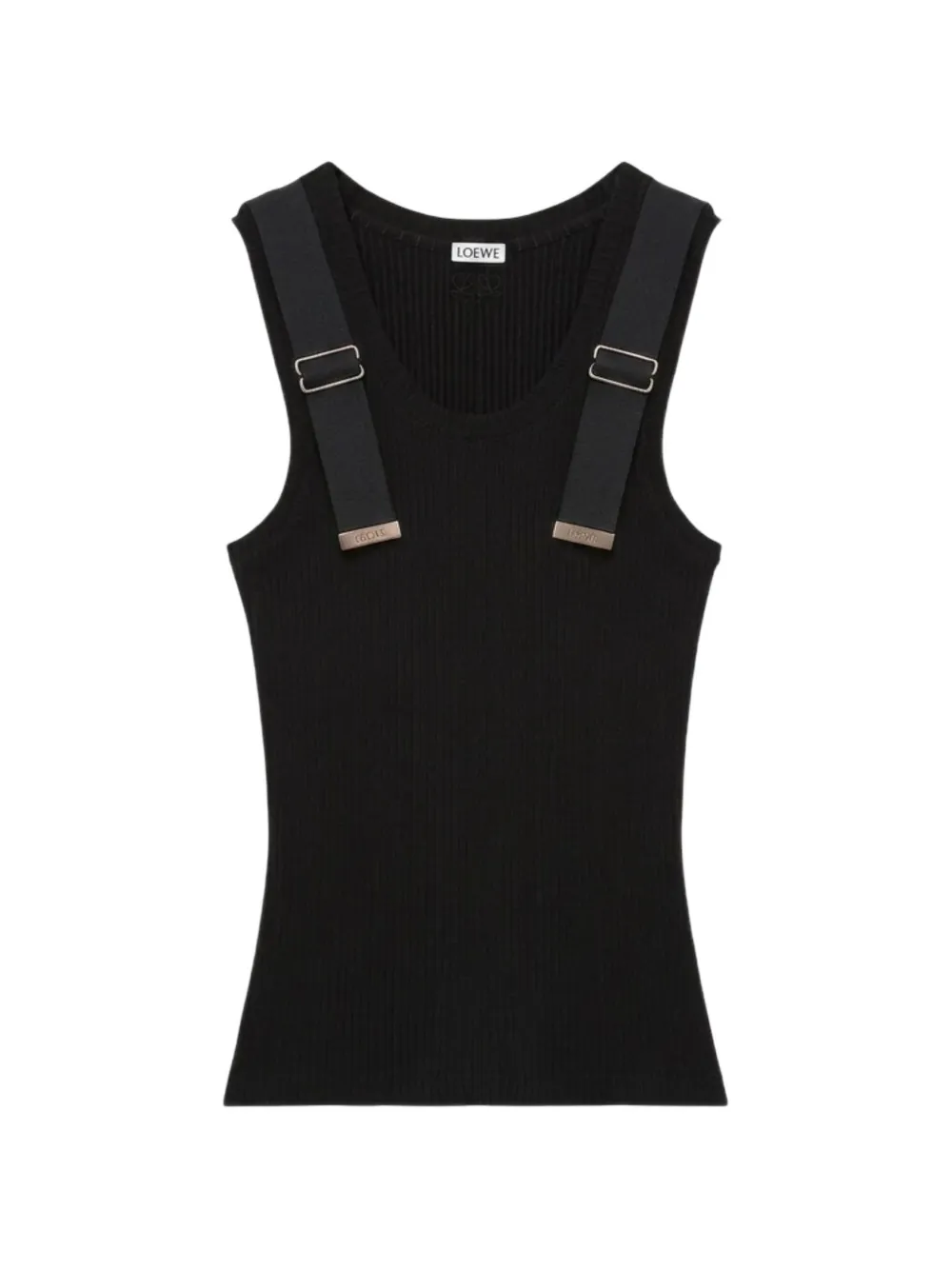LOEWE buckle-detail ribbed tank top - Nero