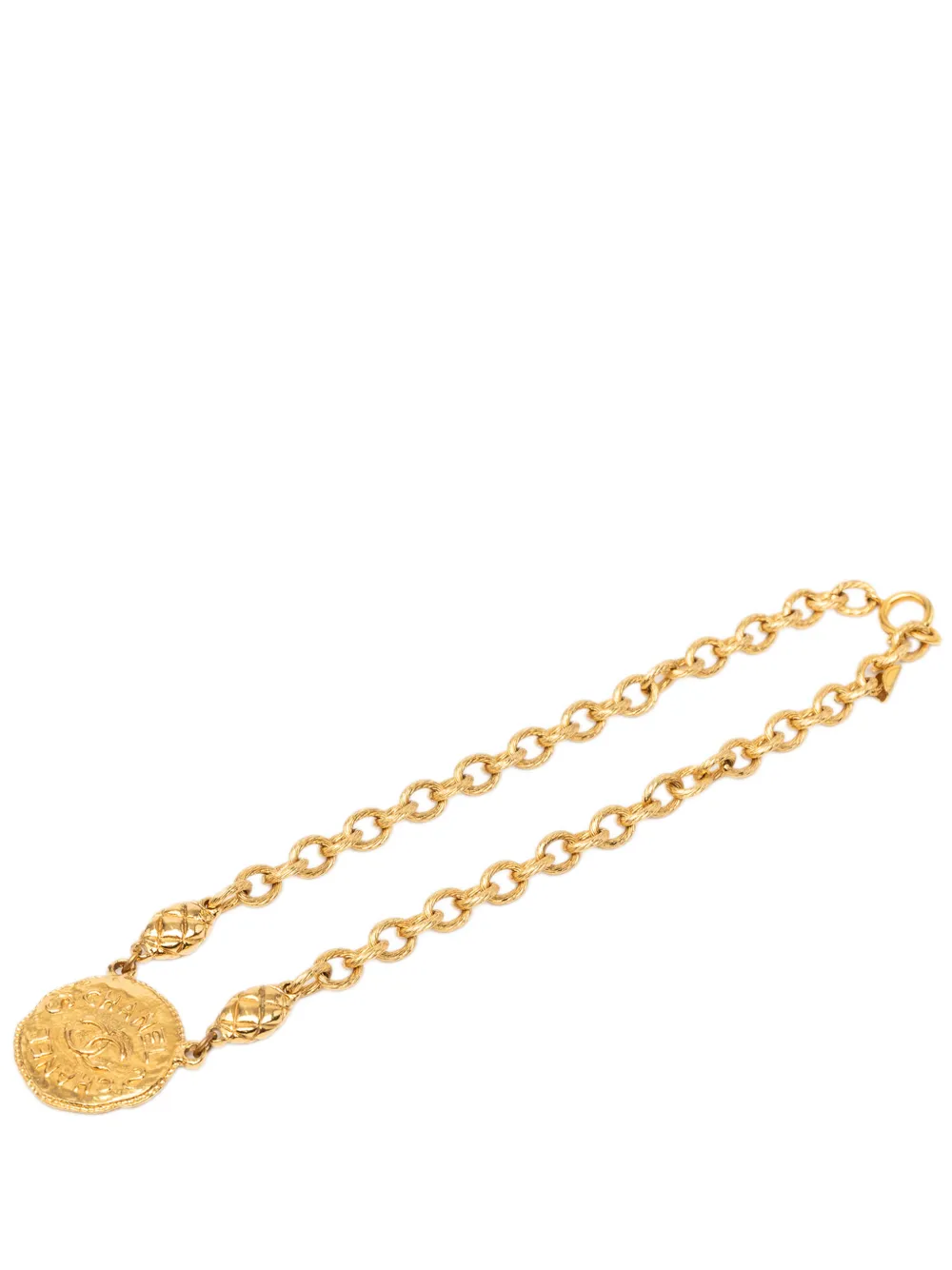 CHANEL Pre-Owned 1970-1980 CC Gold Plated Round Pendant Necklace costume necklace - Oro