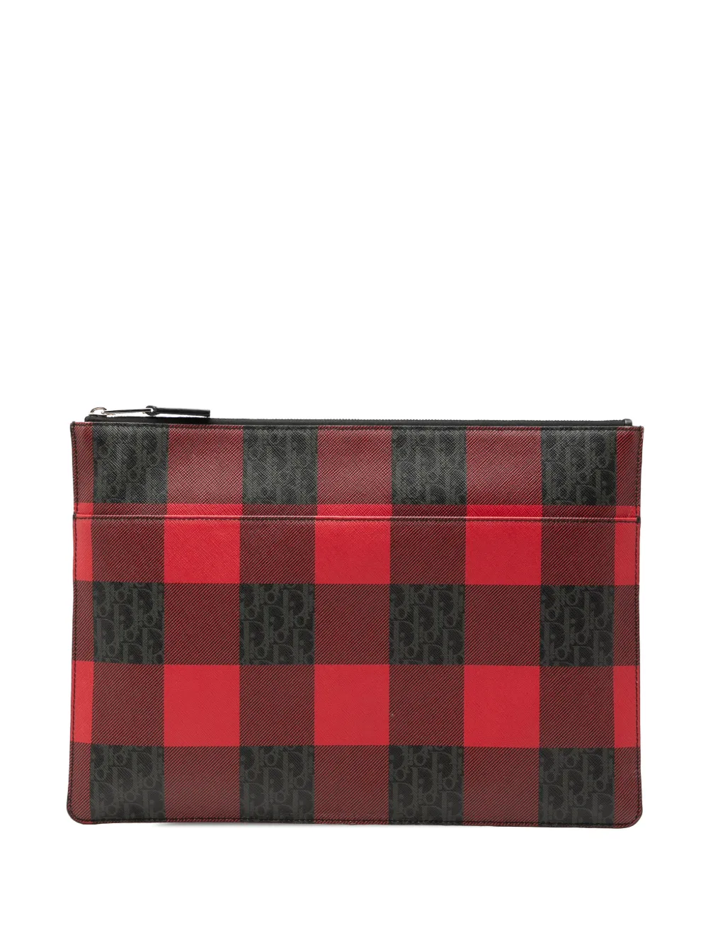 Christian Dior Pre-Owned 2016 Homme Plaid Printed Diorissimo Coated Canvas Zip clutch bag - Red