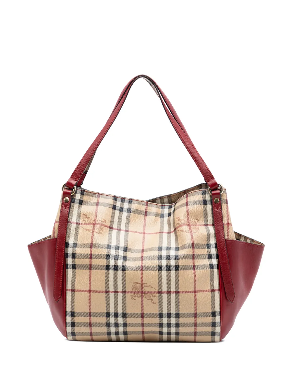 Burberry Pre-Owned 2000-2017 Small Leather Trimmed Haymarket Check Coated Canvas Canterbury tote bag - Rosso