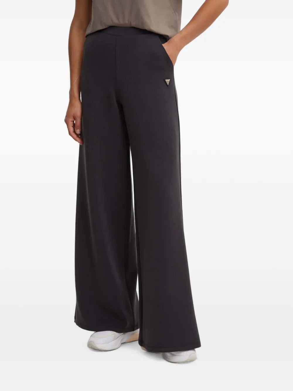 GUESS USA logo-plaque wide-leg trousers - Grigio