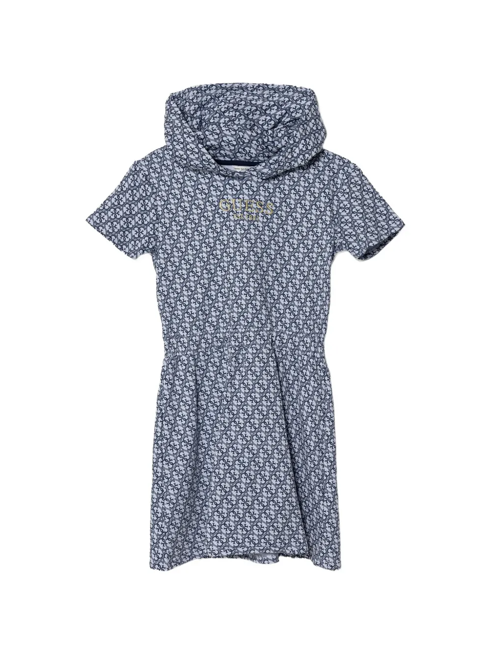 guess kids logo-print hooded dress - Blu