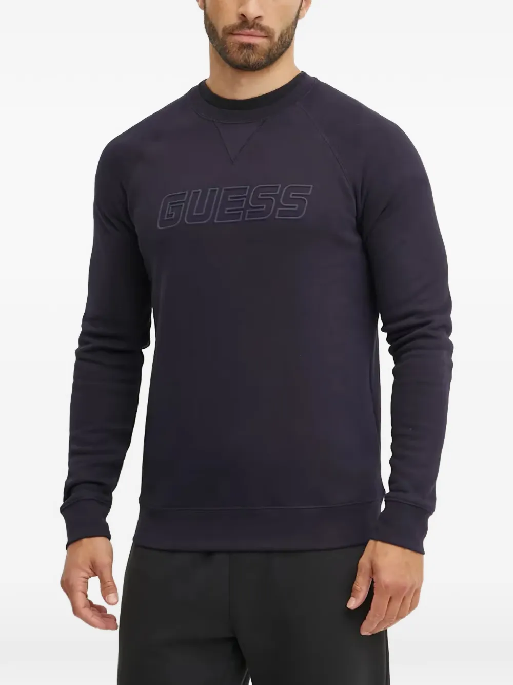 GUESS USA logo-embossed raglan-sleeve sweater - Blu