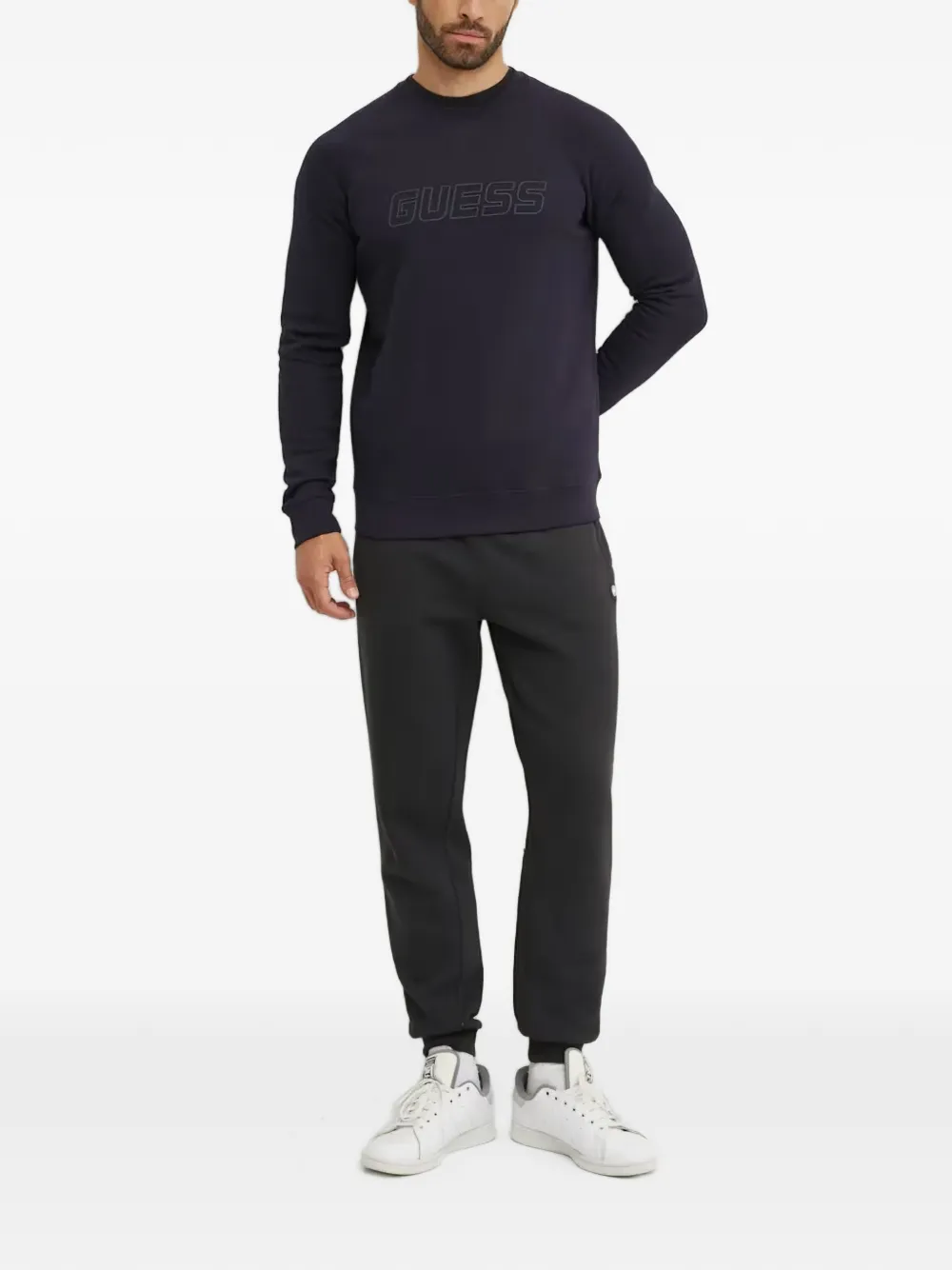 GUESS USA Trui met raglan mouwen en logo-reliëf Blauw
