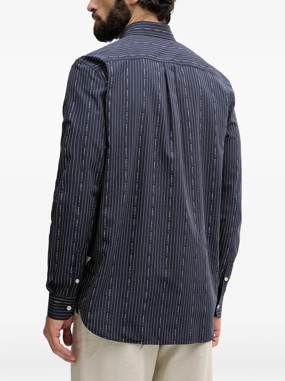 GUESS USA Overhemd met logostreep en patroon Blauw