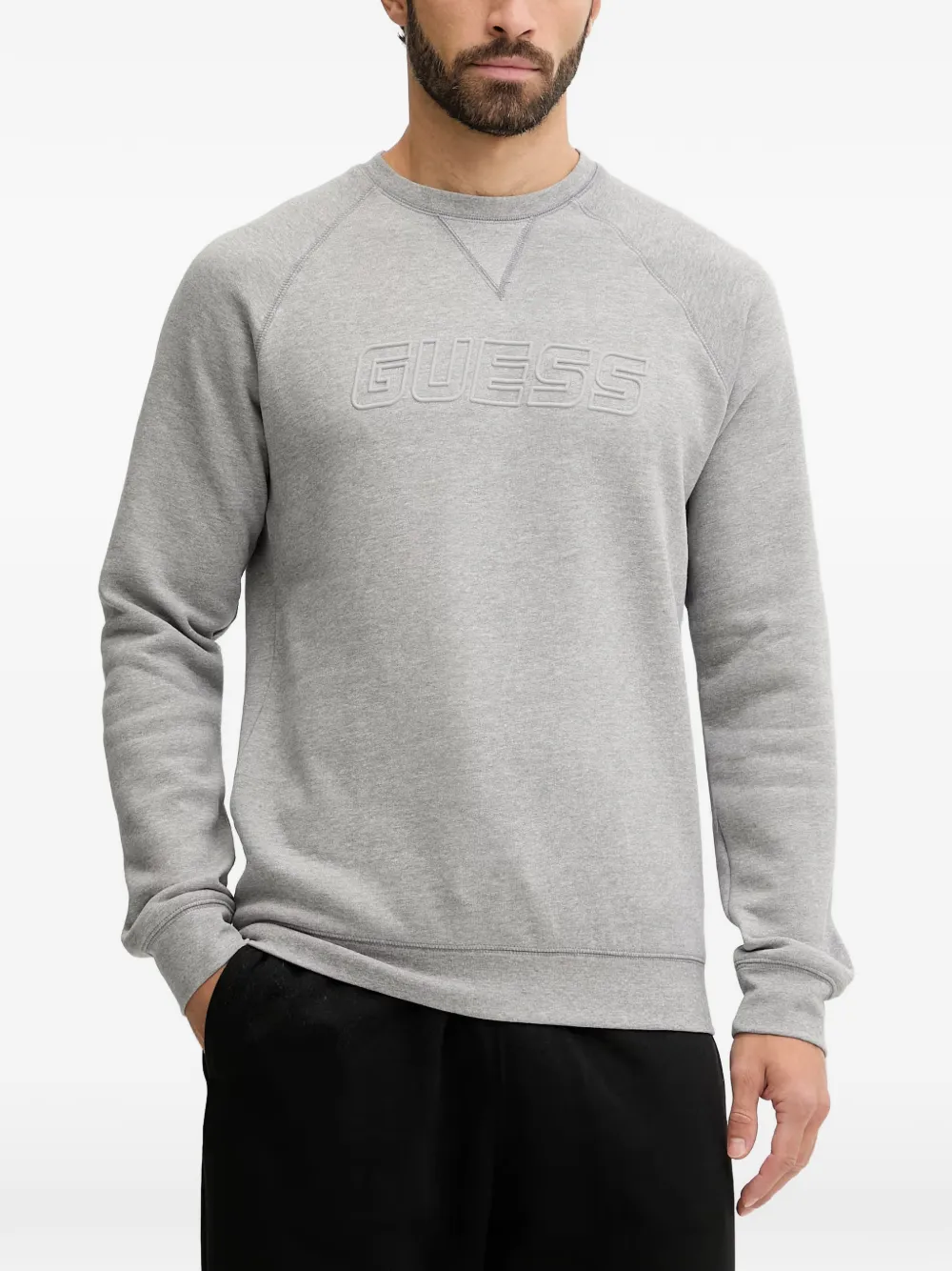 GUESS USA logo-embossed raglan-sleeve sweater - Grigio